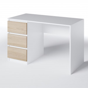 Комп'ютерний стіл на 3 шухляди без ручок FT-224 Left 1200х600х750 мм Білий/Дуб Сонома