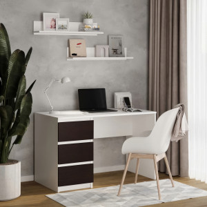 Комп'ютерний стіл на 3 шухляди без ручок FT-224 Left 1200х600х750 мм Білий/Венге Магія