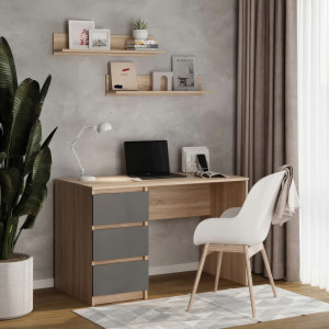 Комп'ютерний стіл на 3 шухляди без ручок FT-224 Left 1200х600х750 мм Дуб Сонома/Антрацит