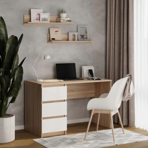 Комп'ютерний стіл на 3 шухляди без ручок FT-224 Left 1200х600х750 мм Дуб Сонома/Білий