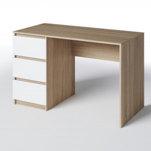 Комп'ютерний стіл на 3 шухляди без ручок FT-224 Left 1200х600х750 мм Дуб Сонома/Білий