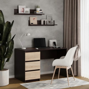 Комп'ютерний стіл на 3 шухляди без ручок FT-224 Left 1200х600х750 мм Венге Магія/Дуб Сонома