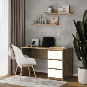 Комп'ютерний стіл на 3 шухляди без ручок FT-224 1200х600х750 мм Дуб Аппалачі/Білий