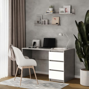 Комп'ютерний стіл на 3 шухляди без ручок FT-224 1200х600х750 мм Бетон/Білий