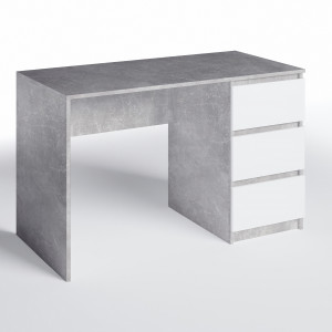 Комп'ютерний стіл на 3 шухляди без ручок FT-224 1200х600х750 мм Бетон/Білий