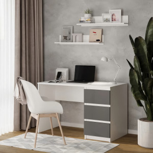 Комп'ютерний стіл на 3 шухляди без ручок FT-224 1200х600х750 мм Білий/Антрацит