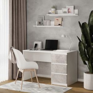 Комп'ютерний стіл на 3 шухляди без ручок FT-224 1200х600х750 мм Білий/Бетон