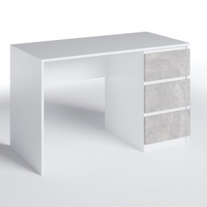 Комп'ютерний стіл на 3 шухляди без ручок FT-224 1200х600х750 мм Білий/Бетон