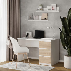 Комп'ютерний стіл на 3 шухляди без ручок FT-224 1200х600х750 мм Білий/Дуб Сонома