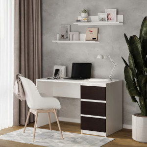 Комп'ютерний стіл на 3 шухляди без ручок FT-224 1200х600х750 мм Білий/Венге Магія