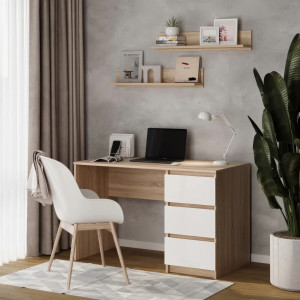 Комп'ютерний стіл на 3 шухляди без ручок FT-224 1200х600х750 мм Дуб Сонома/Білий