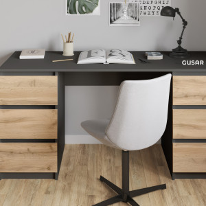 Комп'ютерний стіл на 6 шухляд без ручок FT-228 1580х600х758 мм Антрацит/Дуб Аппалачі