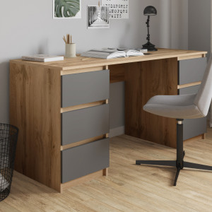 Комп'ютерний стіл на 6 шухляд без ручок FT-228 1580х600х758 мм Дуб Аппалачі/Антрацит