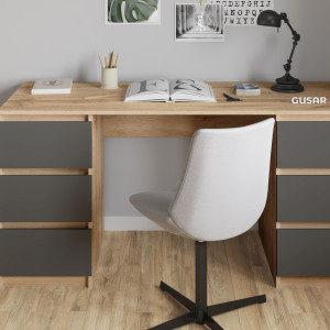 Комп'ютерний стіл на 6 шухляд без ручок FT-228 1580х600х758 мм Дуб Аппалачі/Антрацит