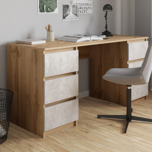 Комп'ютерний стіл на 6 шухляд без ручок FT-228 1580х600х758 мм Дуб Аппалачі/Бетон