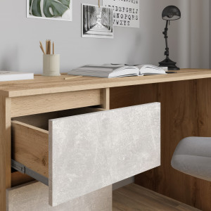 Комп'ютерний стіл на 6 шухляд без ручок FT-228 1580х600х758 мм Дуб Аппалачі/Бетон