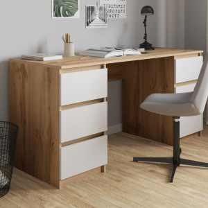 Комп'ютерний стіл на 6 шухляд без ручок FT-228 1580х600х758 мм Дуб Аппалачі/Білий