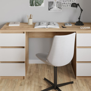 Комп'ютерний стіл на 6 шухляд без ручок FT-228 1580х600х758 мм Дуб Аппалачі/Білий