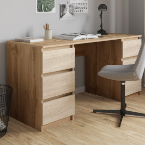 Комп'ютерний стіл на 6 шухляд без ручок FT-228 1580х600х758 мм Дуб Аппалачі/Дуб Сонома