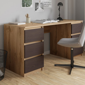 Комп'ютерний стіл на 6 шухляд без ручок FT-228 1580х600х758 мм Дуб Аппалачі/Венге Магія