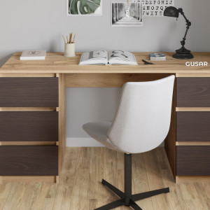 Комп'ютерний стіл на 6 шухляд без ручок FT-228 1580х600х758 мм Дуб Аппалачі/Венге Магія