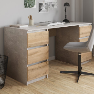 Комп'ютерний стіл на 6 шухляд без ручок FT-228 1580х600х758 мм Бетон/Дуб Аппалачі