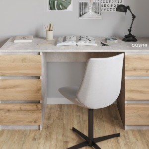 Комп'ютерний стіл на 6 шухляд без ручок FT-228 1580х600х758 мм Бетон/Дуб Аппалачі