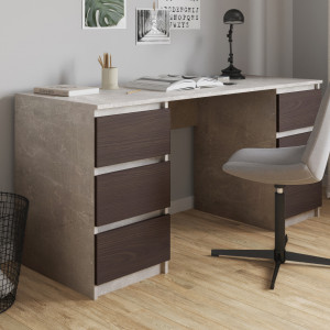 Комп'ютерний стіл на 6 шухляд без ручок FT-228 1580х600х758 мм Бетон/Венге Магія