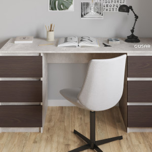 Комп'ютерний стіл на 6 шухляд без ручок FT-228 1580х600х758 мм Бетон/Венге Магія