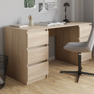 Комп'ютерний стіл на 6 шухляд без ручок FT-228 1580х600х758 мм Дуб Сонома