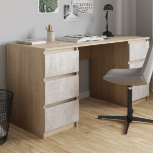 Комп'ютерний стіл на 6 шухляд без ручок FT-228 1580х600х758 мм Дуб Сонома/Бетон