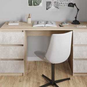 Комп'ютерний стіл на 6 шухляд без ручок FT-228 1580х600х758 мм Дуб Сонома/Бетон