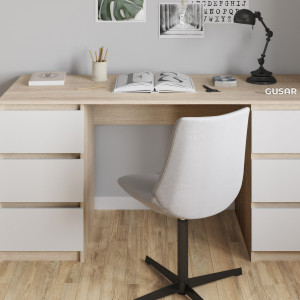 Комп'ютерний стіл на 6 шухляд без ручок FT-228 1580х600х758 мм Дуб Сонома/Білий Комп'ютерний стіл на 6 шухляд без ручок FT-228 1580х600х758 мм Дуб Сонома/Білий