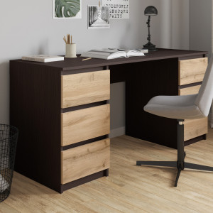 Комп'ютерний стіл на 6 шухляд без ручок FT-228 1580х600х758 мм Венге Магія/Дуб Аппалачі Комп'ютерний стіл на 6 шухляд без ручок FT-228 1580х600х758 мм Венге Магія/Дуб Аппалачі