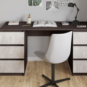 Комп'ютерний стіл на 6 шухляд без ручок FT-228 1580х600х758 мм Венге Магія/Бетон