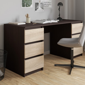 Комп'ютерний стіл на 6 шухляд без ручок FT-228 1580х600х758 мм Венге Магія/Дуб Сонома Комп'ютерний стіл на 6 шухляд без ручок FT-228 1580х600х758 мм Венге Магія/Дуб Сонома