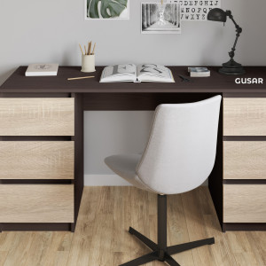 Комп'ютерний стіл на 6 шухляд без ручок FT-228 1580х600х758 мм Венге Магія/Дуб Сонома Комп'ютерний стіл на 6 шухляд без ручок FT-228 1580х600х758 мм Венге Магія/Дуб Сонома