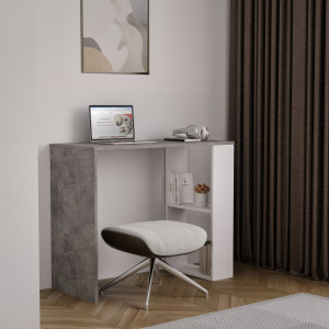 Стіл письмовий з полицями S-10 900х400х750 мм Бетон/Білий