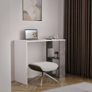 Стіл письмовий з полицями S-10 900х400х750 мм Білий/Бетон