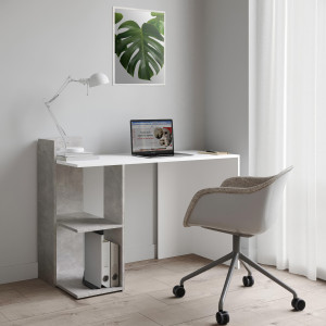 Стіл письмовий з полицями S-12 1200х520х870 мм Білий/Бетон