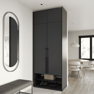 Шафа зі штангою, шухлядами та антресоллю R-0004 1000х570х2500 мм Антрацит