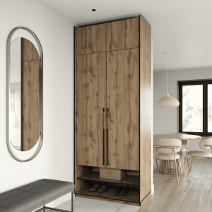 Шафа зі штангою, шухлядами та антресоллю R-0004 1000х570х2500 мм Дуб Аппалачі