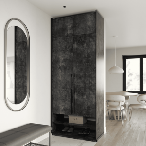 Шафа зі штангою, шухлядами та антресоллю R-0004 1000х570х2500 мм Бетон Темний