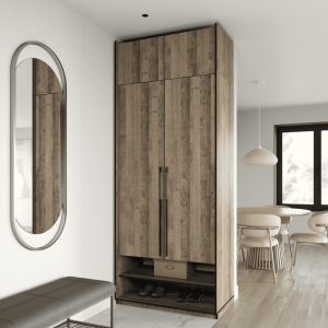 Шафа зі штангою, шухлядами та антресоллю R-0004 1000х570х2500 мм Дуб Гранж Пісочний