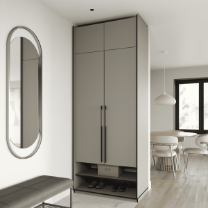 Шафа зі штангою, шухлядами та антресоллю R-0004 1000х570х2500 мм Кашемір