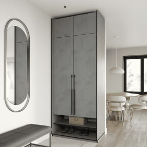 Шафа зі штангою, шухлядами та антресоллю R-0004 1000х570х2500 мм Бетон Тефра