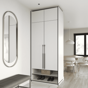 Шафа зі штангою, шухлядами та антресоллю R-0004 1000х570х2500 мм Білий