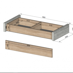 Шафа зі штангою, шухлядами та антресоллю R-0004 1000х570х2500 мм Антрацит