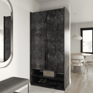 Шафа зі штангою, полицями та шухлядами R-0004 1000х570х2100 мм Бетон Темний