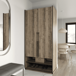 Шафа зі штангою, полицями та шухлядами R-0004 1000х570х2100 мм Дуб Гранж Пісочний